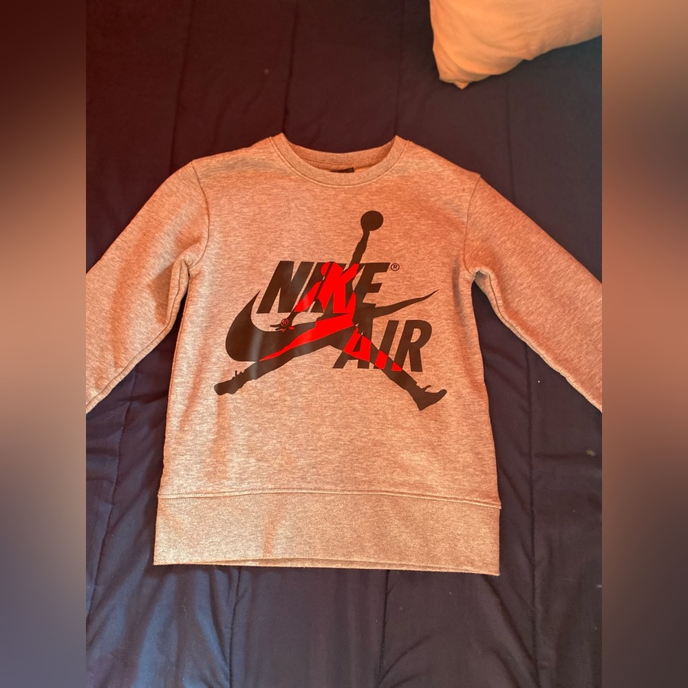 Kids’ Nike Air Jordan Sweatshirt - Gray and Red Logo